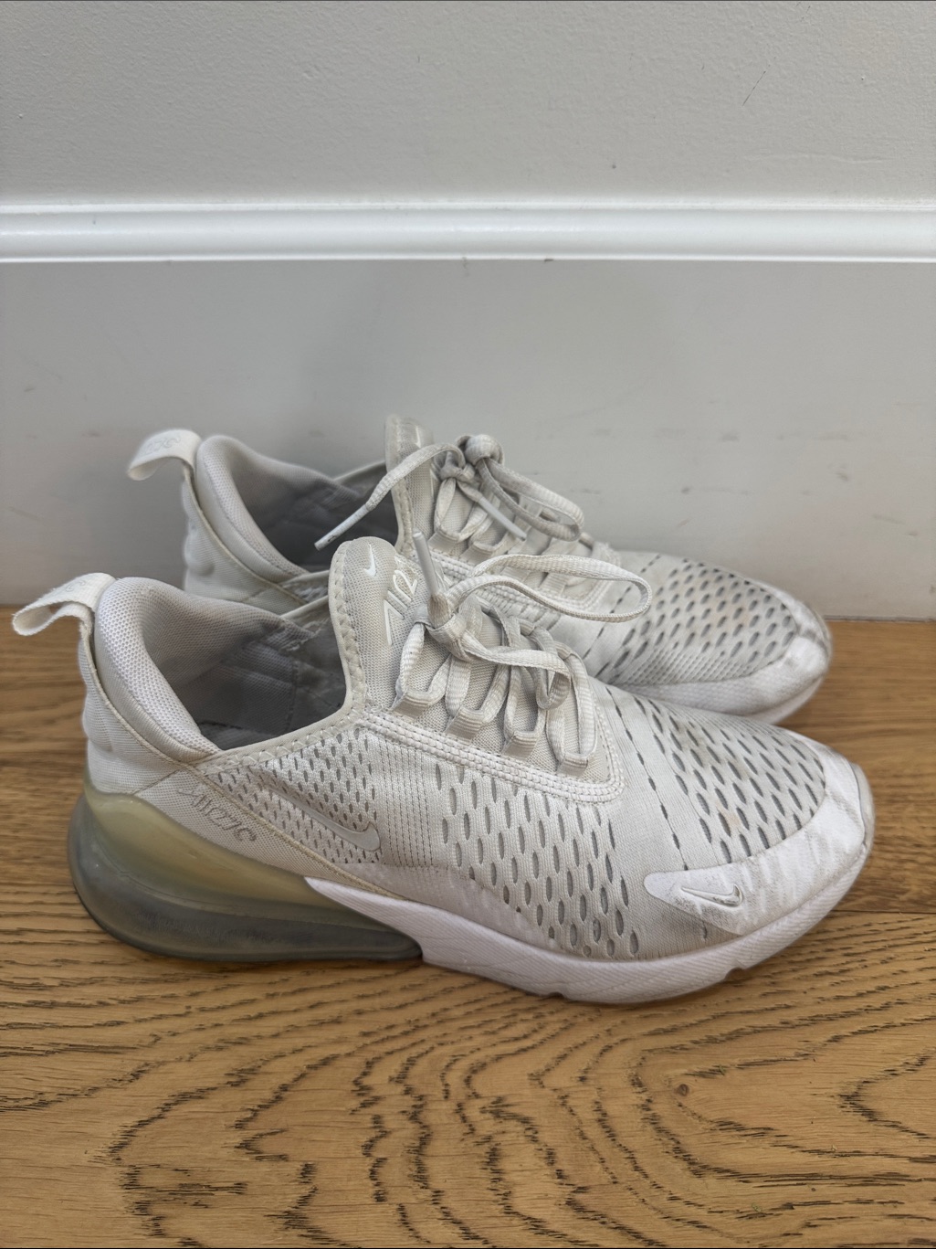 Nike Kids White And Light Gray Air Max 270-Style Sneakers